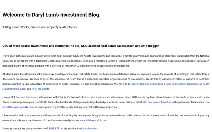 Daryl Lum’s Investment Blog
